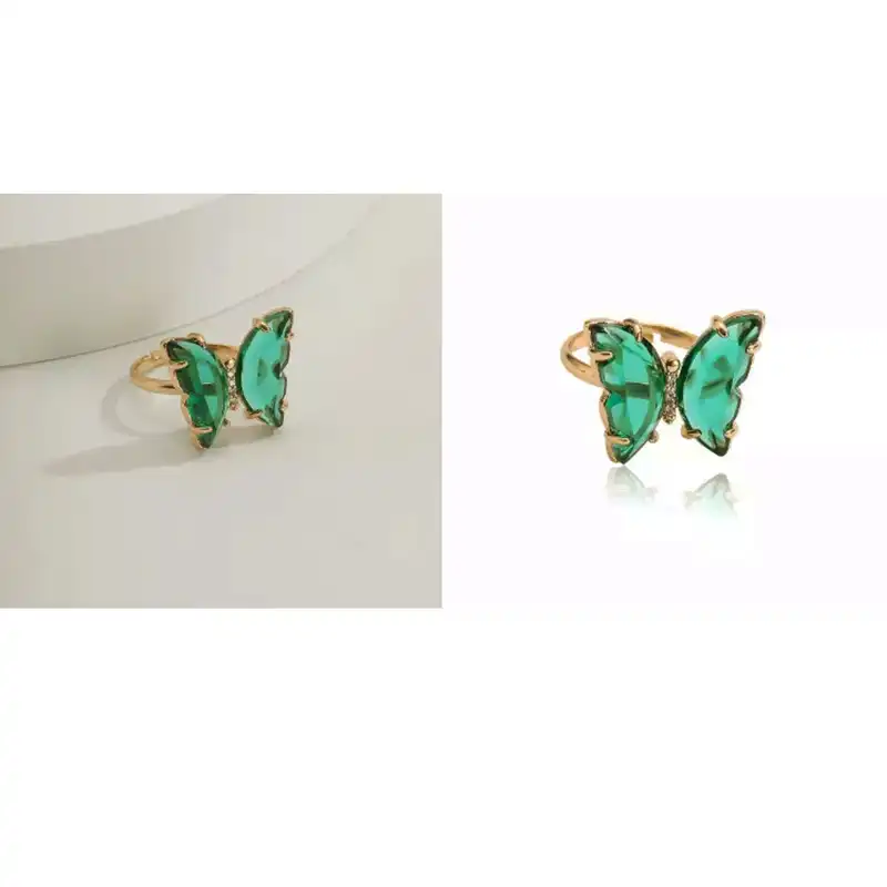 انگشتر زنانه پروانه عاشق مدل کریستالی کد 03