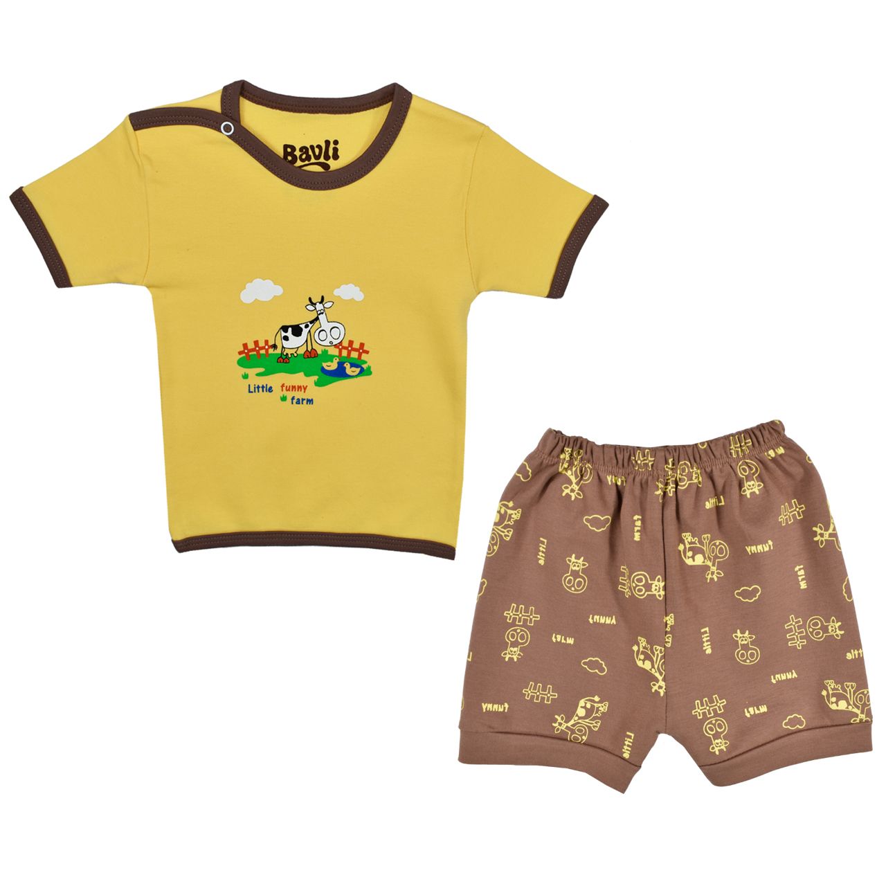 ست تی شرت و شلوارک نوزادی باولی مدل گاو کد 1