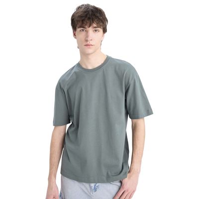 تیشرت اورسایز آستین کوتاه مردانه دیفکتو مدل 885GN463