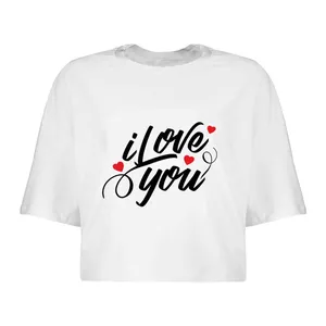 کراپ‌تاپ آستین کوتاه زنانه مدل LOVE  کد L39 S