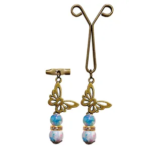 ست سنجاق سینه و گیره روسری طرح پروانه کد PM497