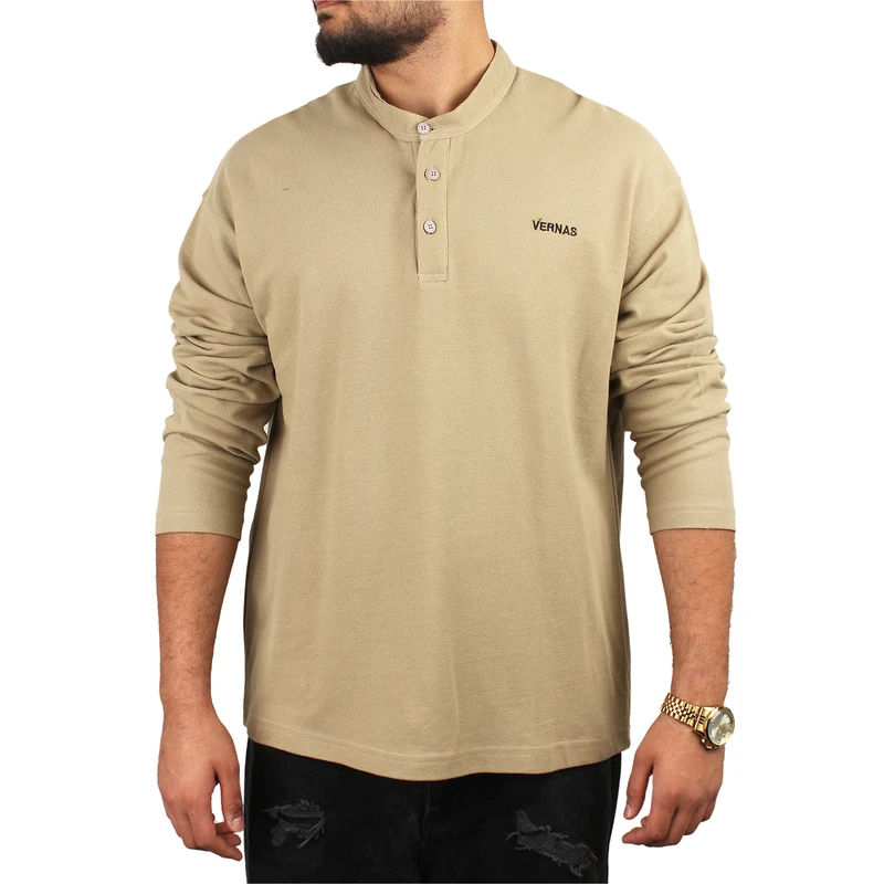 پولوشرت آستین بلند یقه گرد مردانه مدل dkmvrkrm