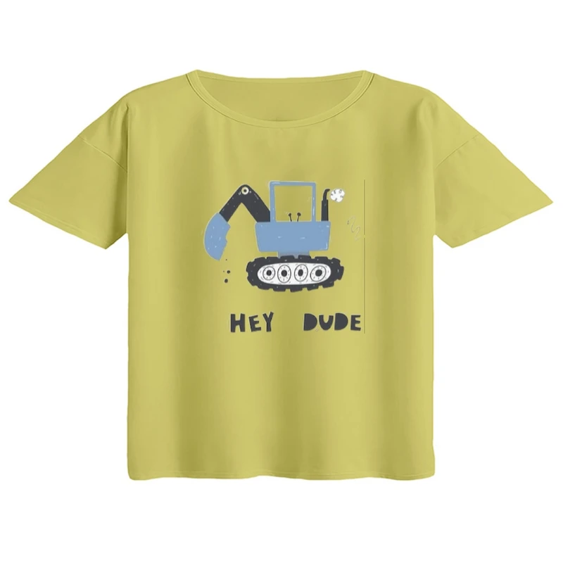 کراپ تی‌شرت آستین کوتاه زنانه مدل ماشین کار کد۶