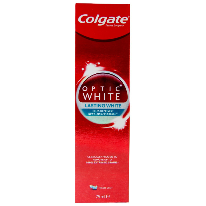 خمیردندان کلگیت سری optic white مدل Lasting white حجم 75 میلی لیتر خمیردندان کلگیت سری optic white مدل Lasting white حجم 75 میلی لیتر