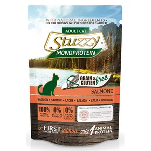 پوچ گربه استوزی مدل Pouch Grain & Gluten Free Fresh Salmon-83057 با طعم ماهی سالمون تازه وزن 85 گرم