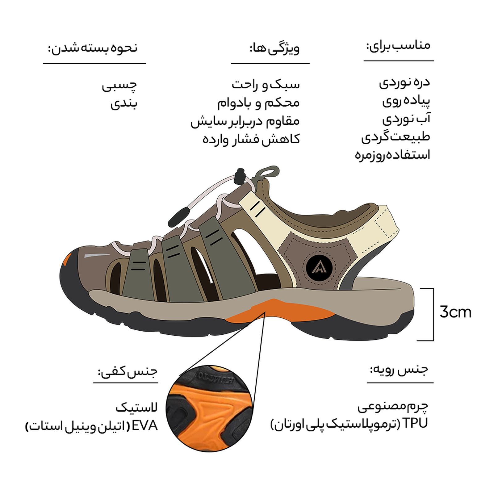صندل مردانه هامتو مدل 710445A-4 -  - 8
