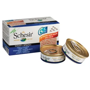 کنسرو غذای گربه شسیر مدل Multipack Tuna With Sea Bass-53052 با طعم مولتی پک ماهی تن و ماهی بس وزن 6 x 50 گرم