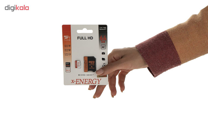 کارت حافظه‌ microSDXC اکس-انرژی مدل IPM کلاس 10 استاندارد U3 سرعت 80MBps همراه با آداپتور SD ظرفیت 64 گیگابایت