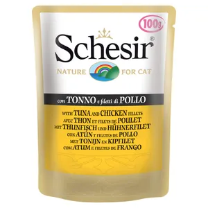 پوچ گربه شسیر مدل Pouch Tuna With Chicken Fillets-51027 با طعم ماهی تن با فیله مرغ وزن 100 گرم