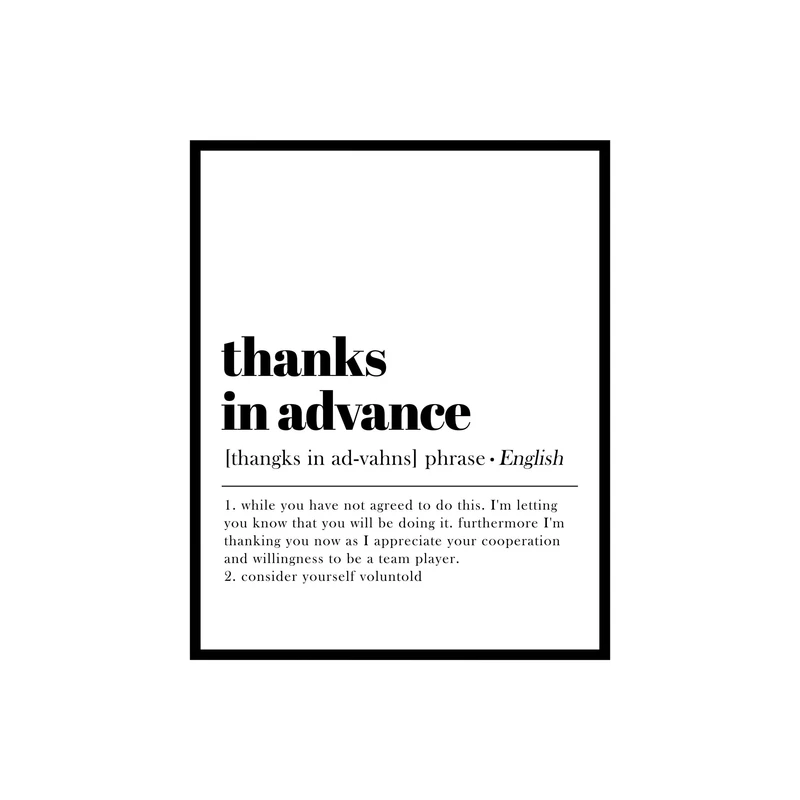 پوستر مدل دیکشنری- تعریف سپاسگزاری از پیش