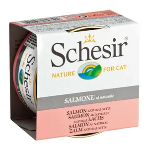 کنسرو غذای گربه شسیر مدل Salmon Natural Style-50150 با طعم فیله سالمون طبیعی وزن 85 گرم