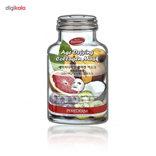 ماسک نقابی ضد پیری صورت پیوردرم مدل Age Defying Collagen - یک ورق