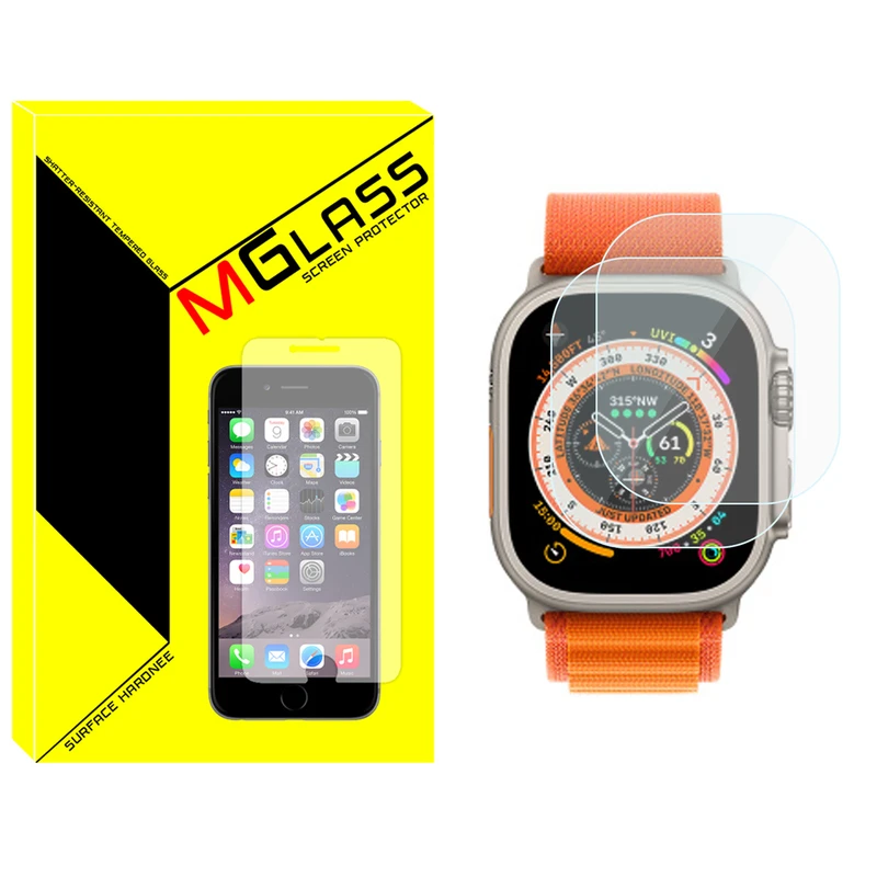 محافظ صفحه نمایش شیشه‌ای ام‌گلس مدل Glass-MG مناسب برای ساعت هوشمند ویرفیت TW8 Ultra بسته دو عددی