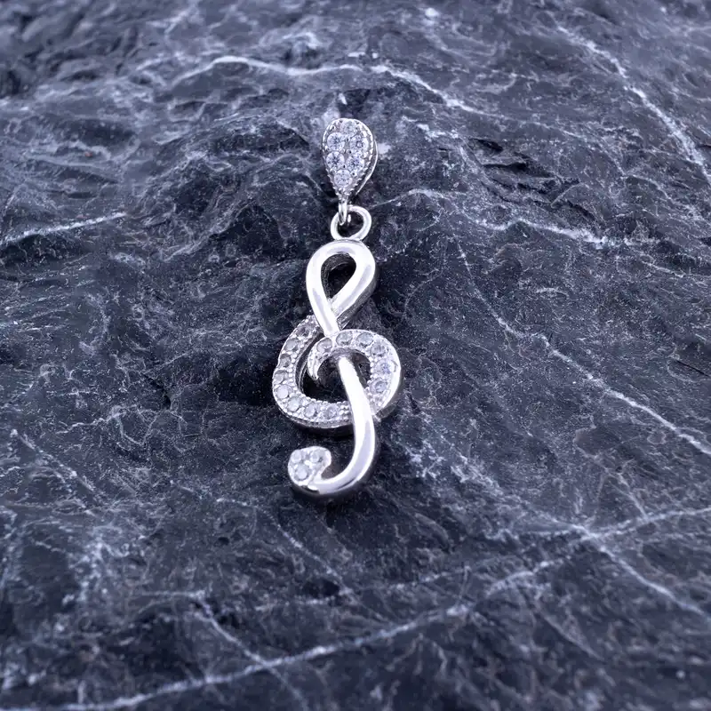 آویز گردنبند نقره زنانه مدل نت موسیقی AMT_092