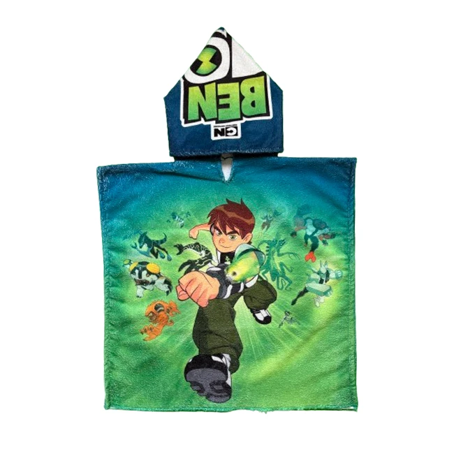 حوله پالتویی کودک مدل پانچو طرح Ben 10 سایز 57*57 سانتی متر