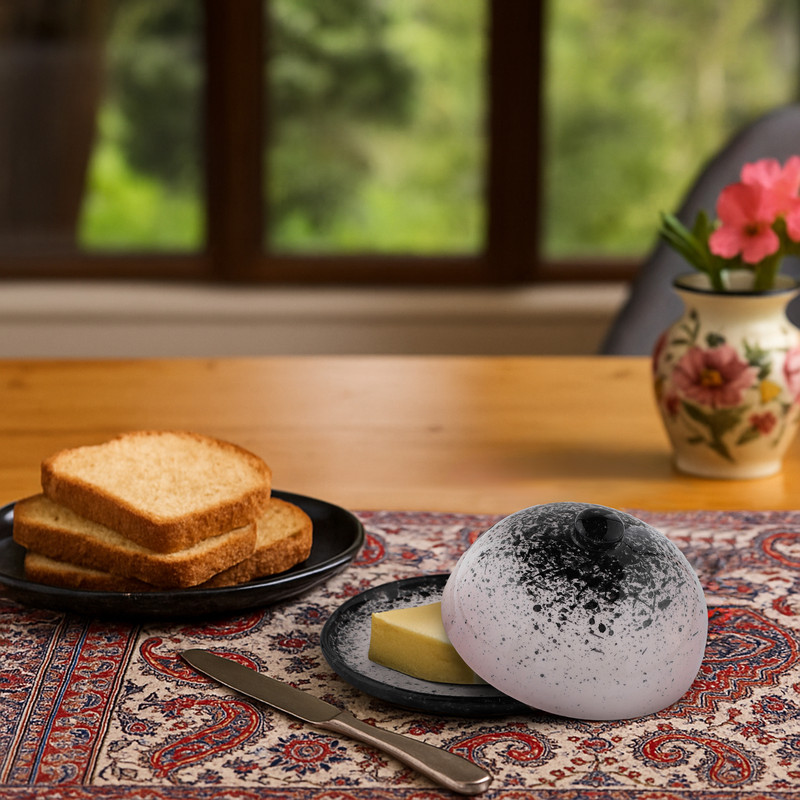 ظرف کره خوری سرامیکی بومی مدل ماربل