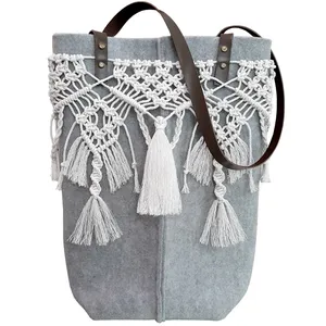 کیف رودوشی نمدی مدل macrame