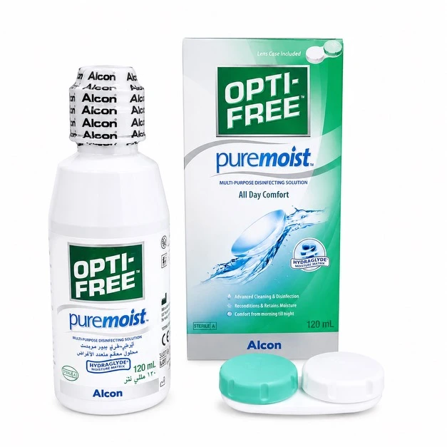 محلول شستشول لنز اپتی فری مدل purmoist حجم 120 میلی لیتر