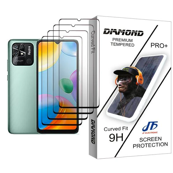 محافظ صفحه نمایش جی اف مدل Diamond Glass MIX004 مناسب برای گوشی موبایل شیائومی Redmi 10C بسته چهار عددی