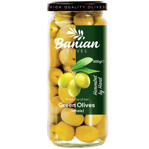 زیتون سبز با هسته بانیان - 500 گرم