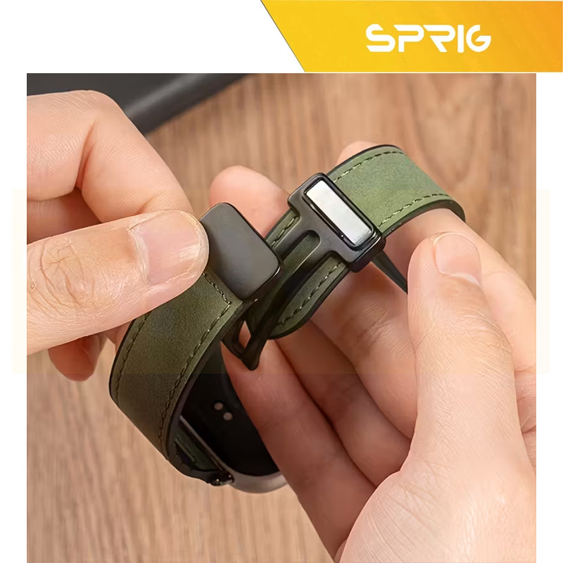بند اسپریگ مدل Magnetic Soft Leather GLS مناسب برای اپل واچ 44 میلی متری سری 4/5/6/SE/SE2/SE3 به همراه کاور