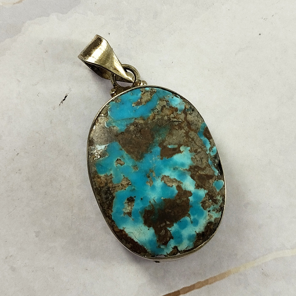 آویز گردنبند نقره زنانه سلین کالا مدل فیروزه نیشابور کد 33