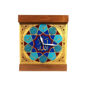 ساعت معرق لوح هنر طرح الله و پنج نور مقدس کد 785