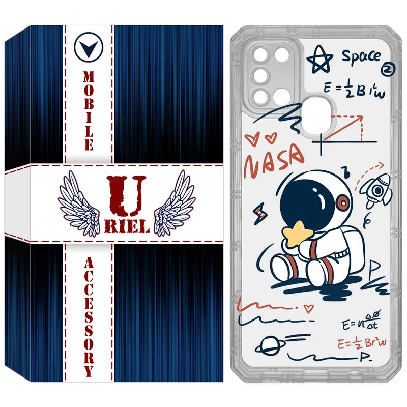 کاور یوریل مدل Clear کد 1 طرح فضانورد مناسب برای گوشی موبایل سامسونگ Galaxy A21S