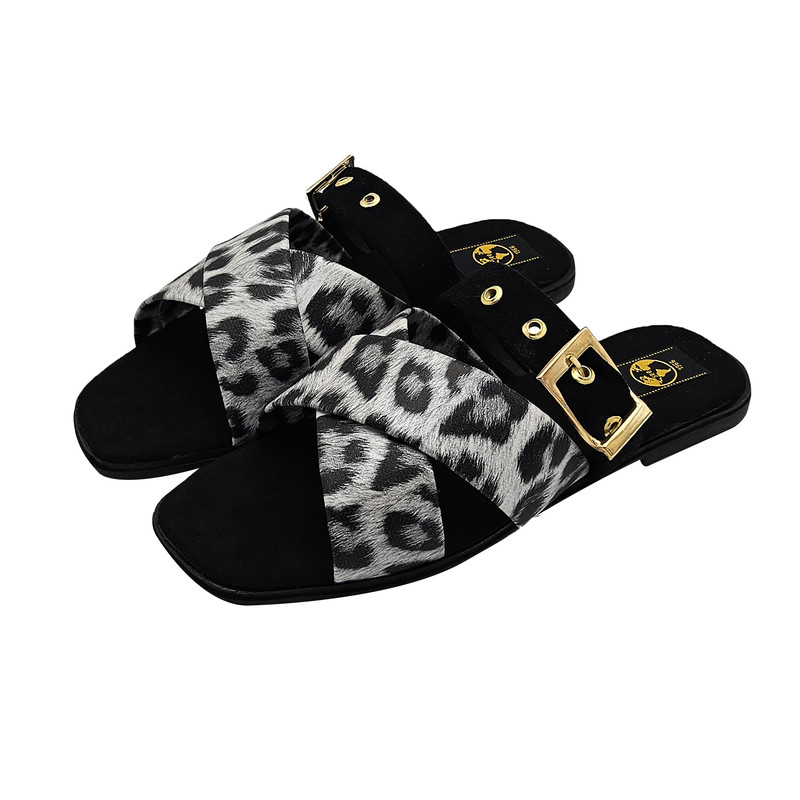 صندل زنانه سیی 1966 مدل پلنگی ضربدری کد 2247