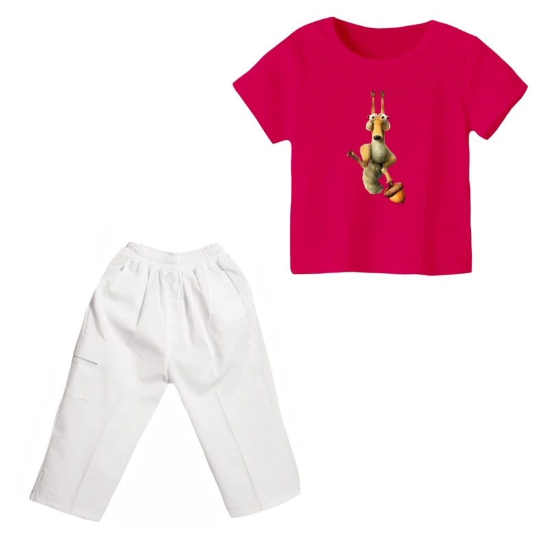 ست تی شرت و شلوارک دخترانه مدل عصر یخبندان کد ۶