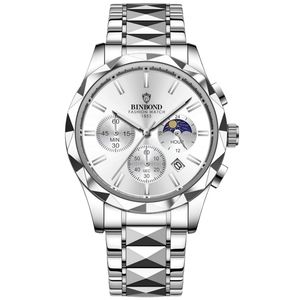 ساعت مچی عقربه‌ای کوارتز مردانه بین باند مدل اسپرت سه موتور فعال کرنوگراف بند استیل طرح تراش کد ۷