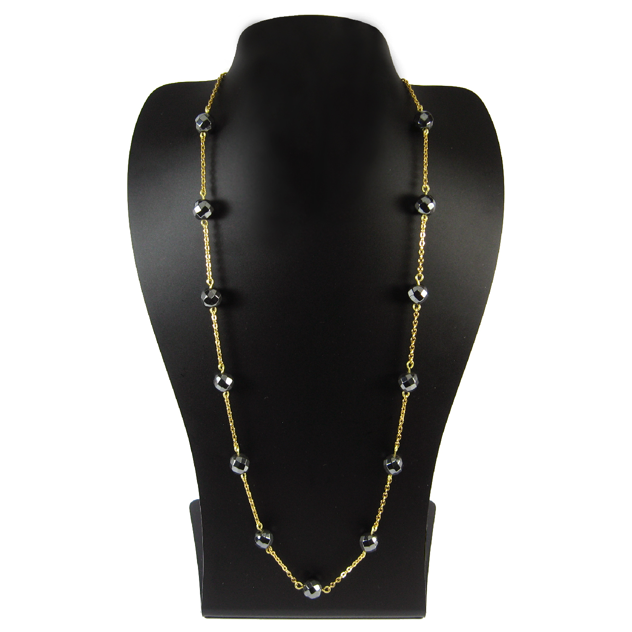 گردنبند استیل و سنگ حدید مانچو مدل sf001