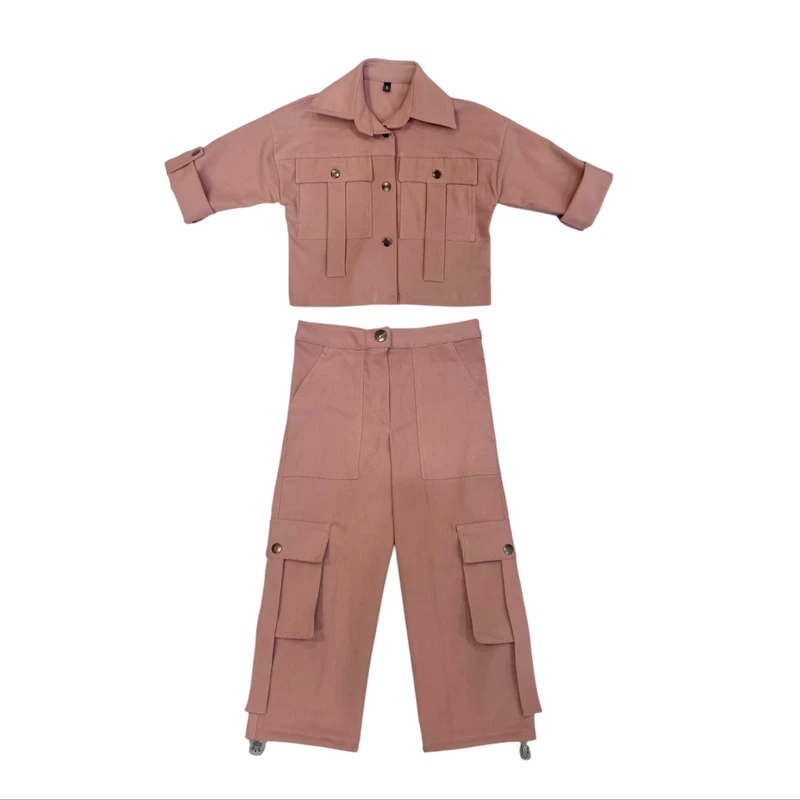 ست نیم تنه و شلوار دخترانه ژاکید مدل توسکا