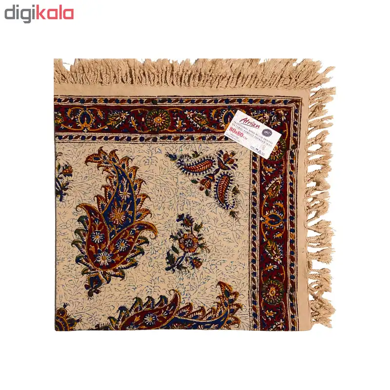 رومیزی قلمکار ممتاز اصفهان عطریان طرح بته جقه مدلG137 سایز 80×80 سانتی متر