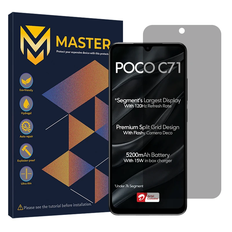 محافظ صفحه نمایش حریم شخصی مستر مدل Resistant مناسب برای گوشی موبایل شیائومی Poco C71 