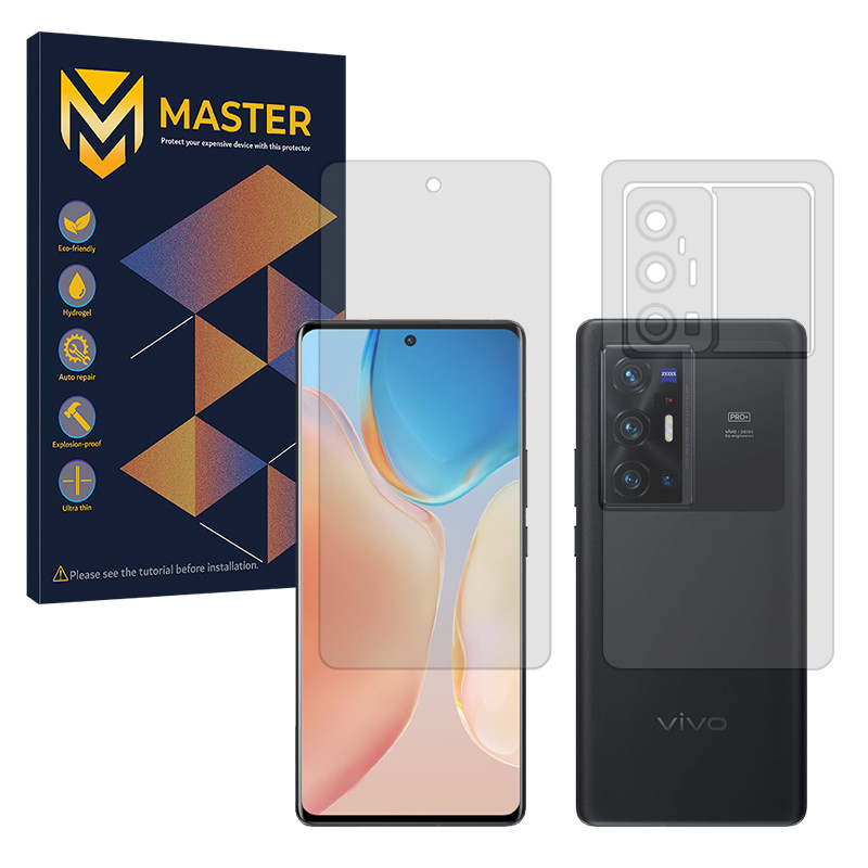 محافظ صفحه نمایش شفاف مستر مدل Resistant مناسب برای گوشی موبایل ویوو X70 Pro Plus به همراه محافظ پشت گوشی 