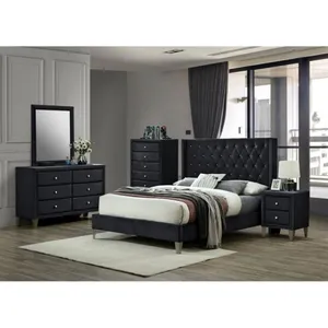 تخت خواب دونفره مدل U670 سایز 200×160 سانتی متر به همراه میزآرایش و آینه و پاتختی و دراور