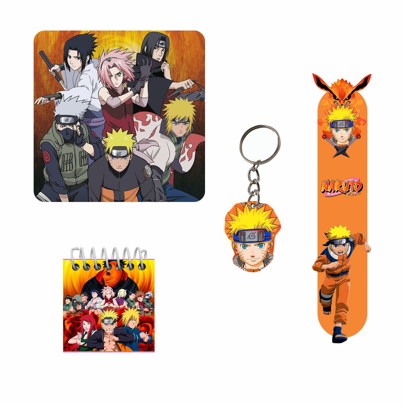 بسته لوازم تحریر مدل 4 تکه چوبی طرح ناروتو کد 1 مجموعه 6 عددی