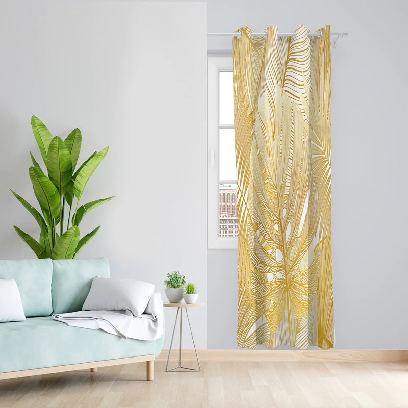 پرده طرح برگ مدل مخمل پانچی کد 2650 z سایز 140x200 سانتی متر