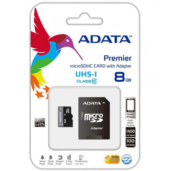 کارت حافظه ای دیتا Premier microSDHC 8GB UHS-I U1 30MBs With Adapter