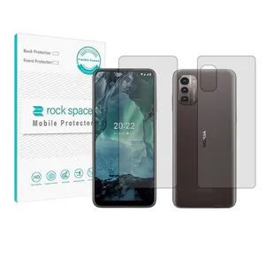 Rockspace HyGEL model transparent screen protector suitable for Nokia G21 mobile phone along with the phone back protector