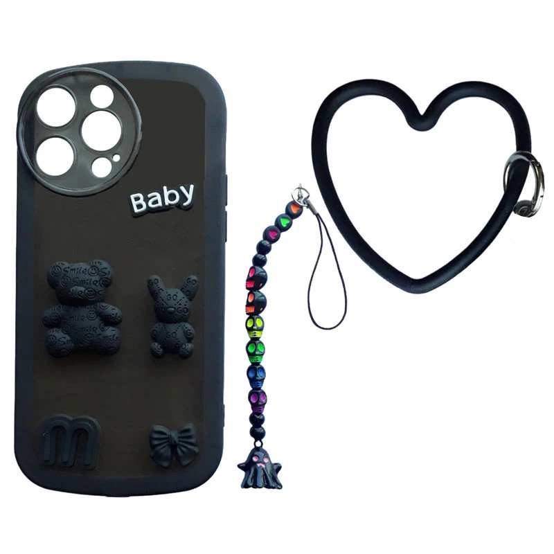 کاور طرح Teddy کد A11502 مناسب برای گوشی موبایل اپل iPhone 14 Promax به همراه بند آویز