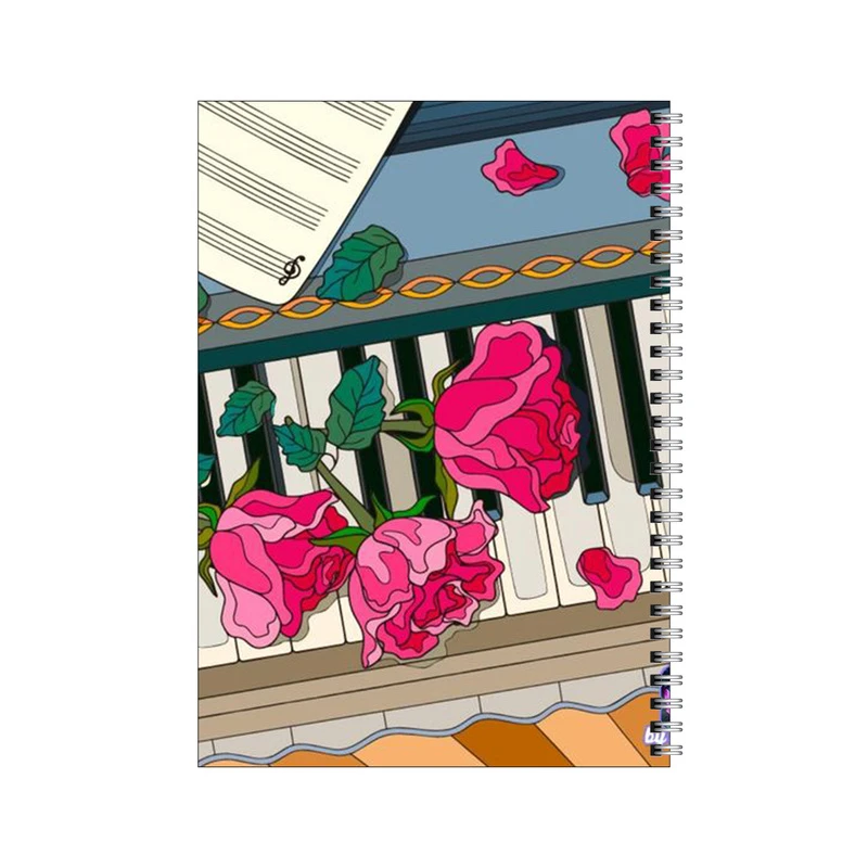دفتر مشق 100 برگ بامبیلیپ طرح پیانو رز و نت کد 1883304
