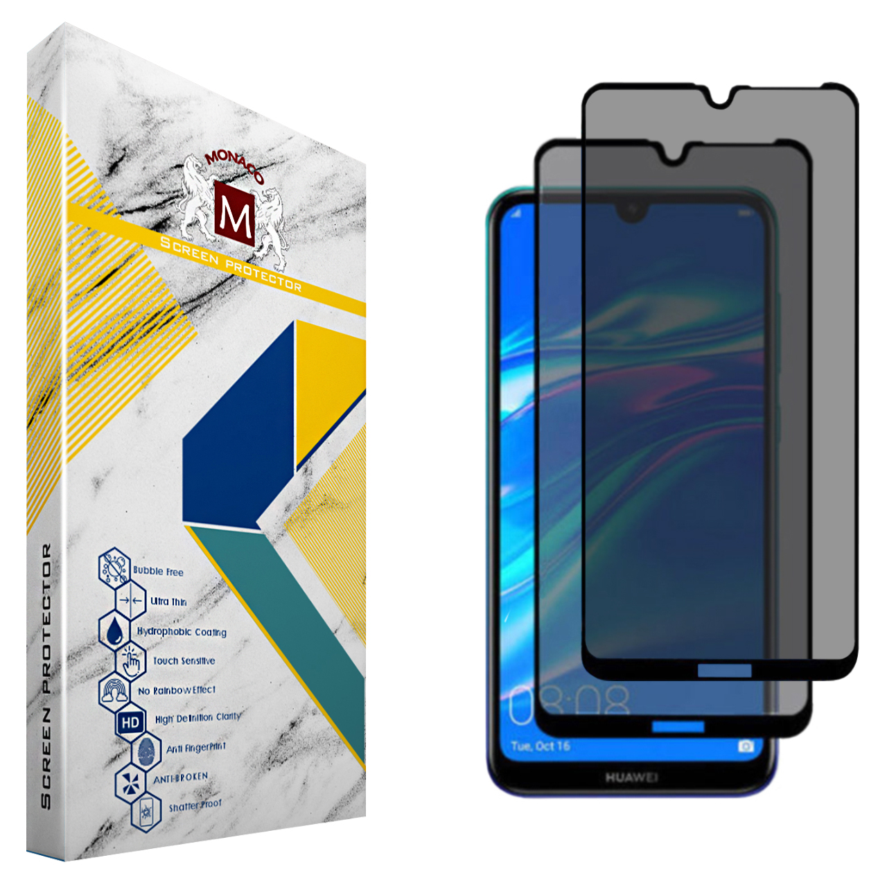 محافظ صفحه نمایش حریم شخصی موناکو مدل RP047 مناسب برای گوشی هوآوی Y7 2019 بسته دو عددی