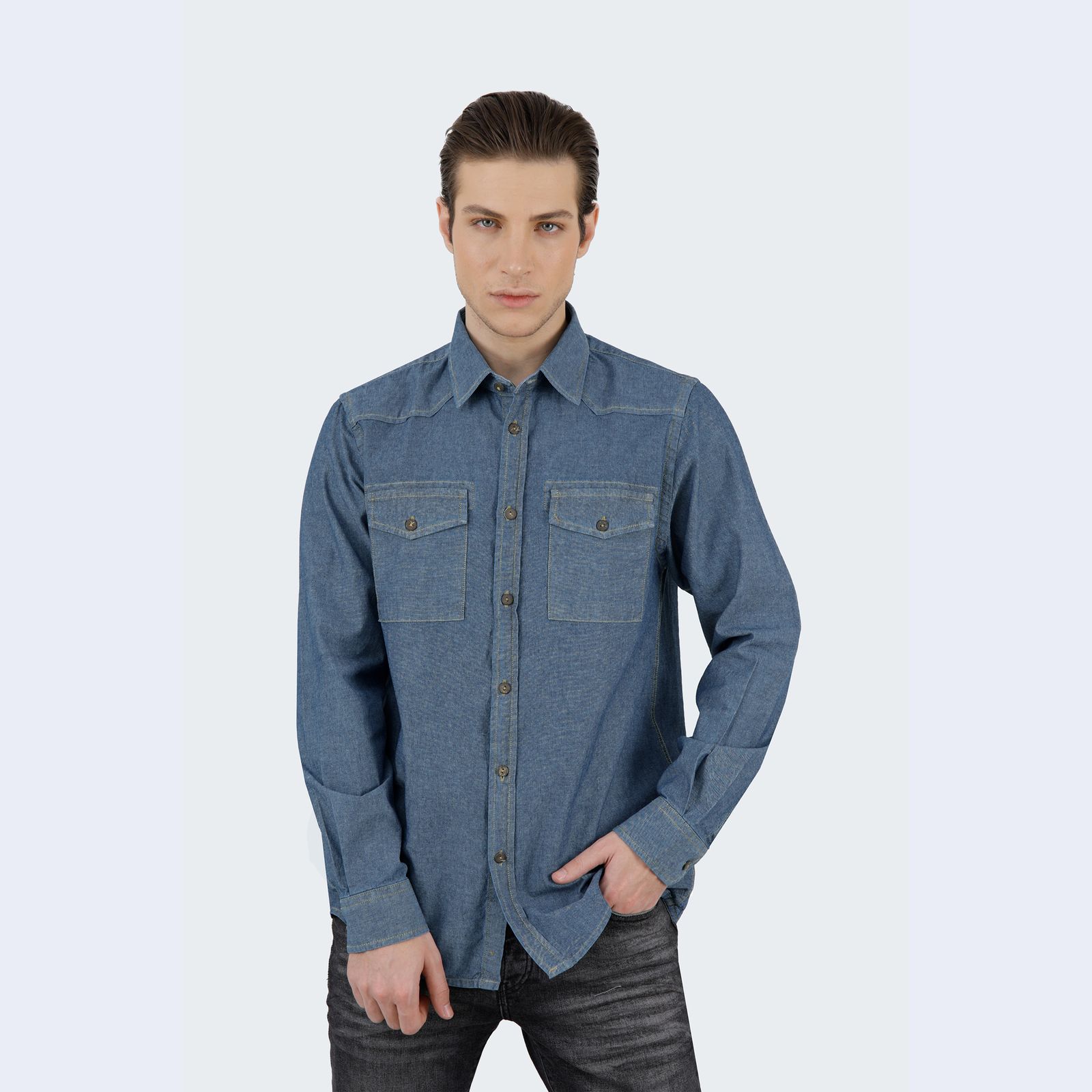 پیراهن آستین بلند مردانه پاتن جامه مدل جین 102121020260098 -  - 2