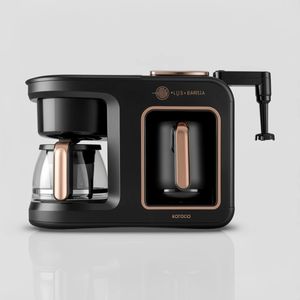 قهوهساز نیمهاتوماتیک کاراجا مدل Hatır Plus Barista 6 in 1 با توان 1385 وات، مخزن آب 750 میلیلیتر و قابلیت تهیه قهوه ترک، فرانسه، لاته و کاپوچینو و فومگیری شیر