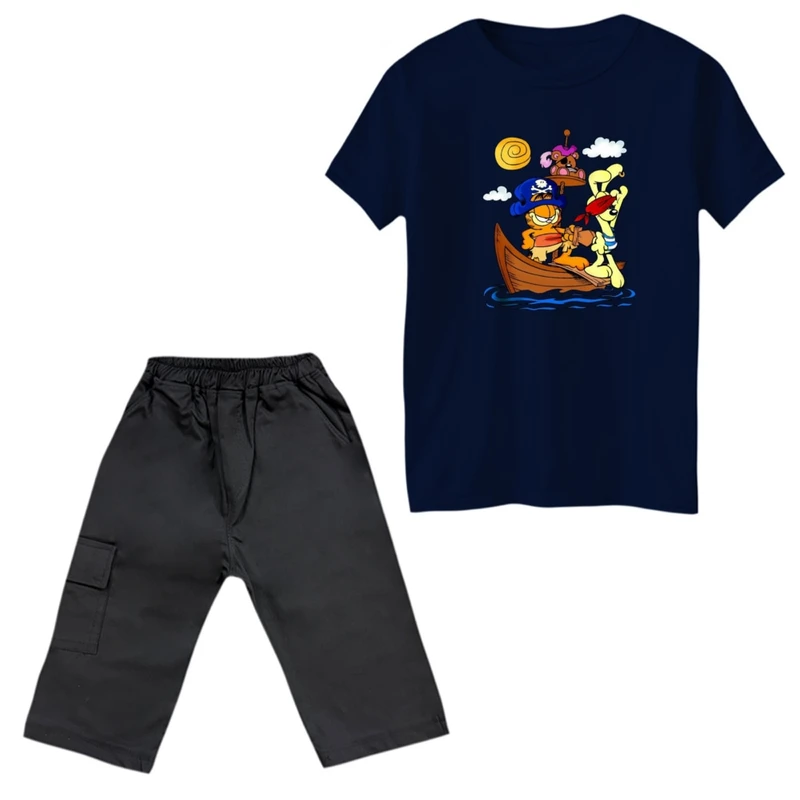 ست تی‌شرت و شلوارک پسرانه مدل گارفیلد کد 13