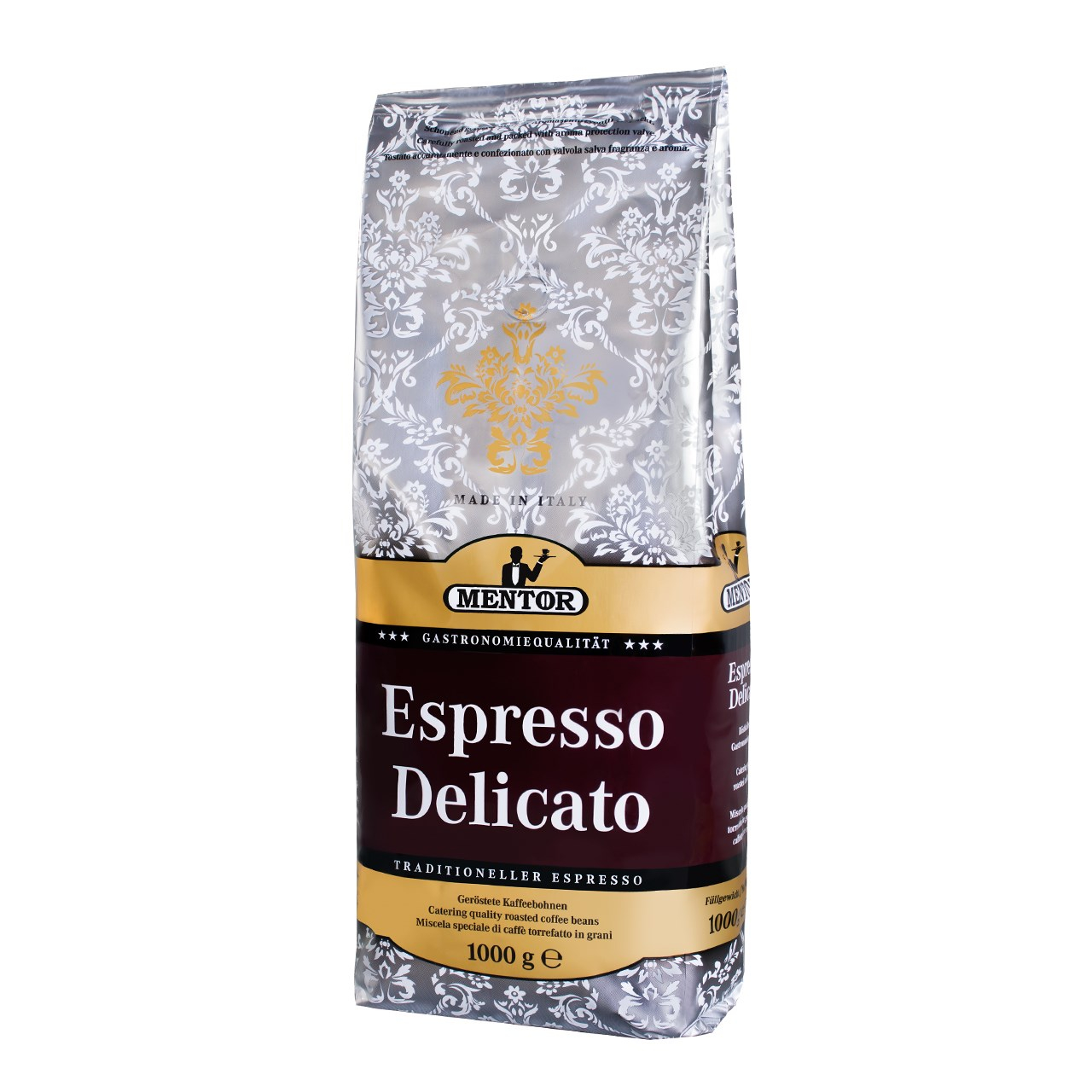 بسته دانه قهوه منتور مدلEspresso Delicato مقدار  1000 گرم