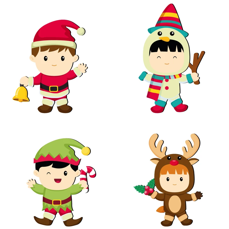 استیکر چوبی  کلید و پریز ژیوار طرح Winter Children بسته چهار عددی