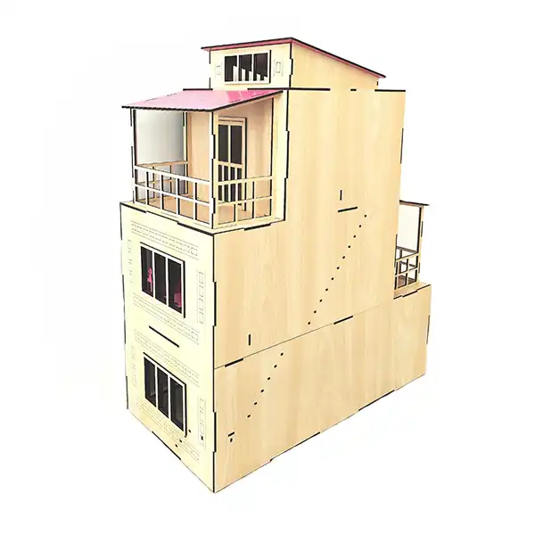 اسباب بازی مدل خانه عروسکی B طرح چوبی سه طبقه